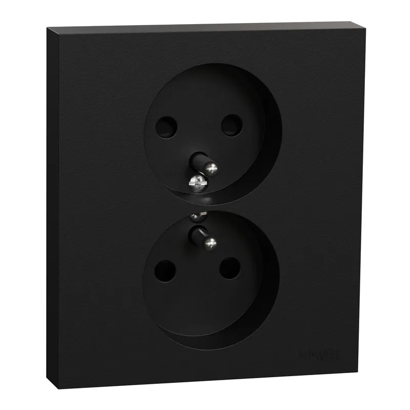 Réduction Double prise 2 pôles + terre sur boîte encastrement simple Odace 2025 noir - SCHNEIDER ELECTRIC