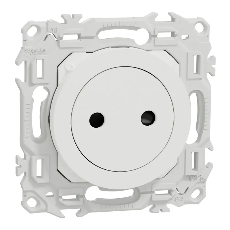 Nouvelle Collection Prise affleurante 2 pôles à bornes automatiques Odace 2025 blanc - SCHNEIDER ELECTRIC