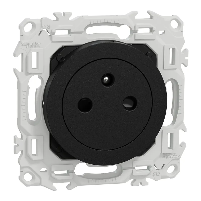 Nouveauté Prise affleurante 2 pôles + terre à bornes automatiques Odace 2025 noir - SCHNEIDER ELECTRIC