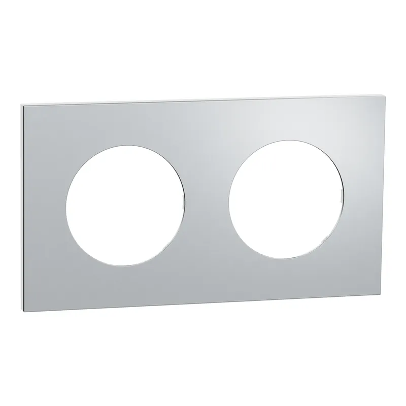 Plaque de finition 2 postes Odace 2025 Métal effet aluminium / blanc - SCHNEIDER ELECTRIC Top Vente