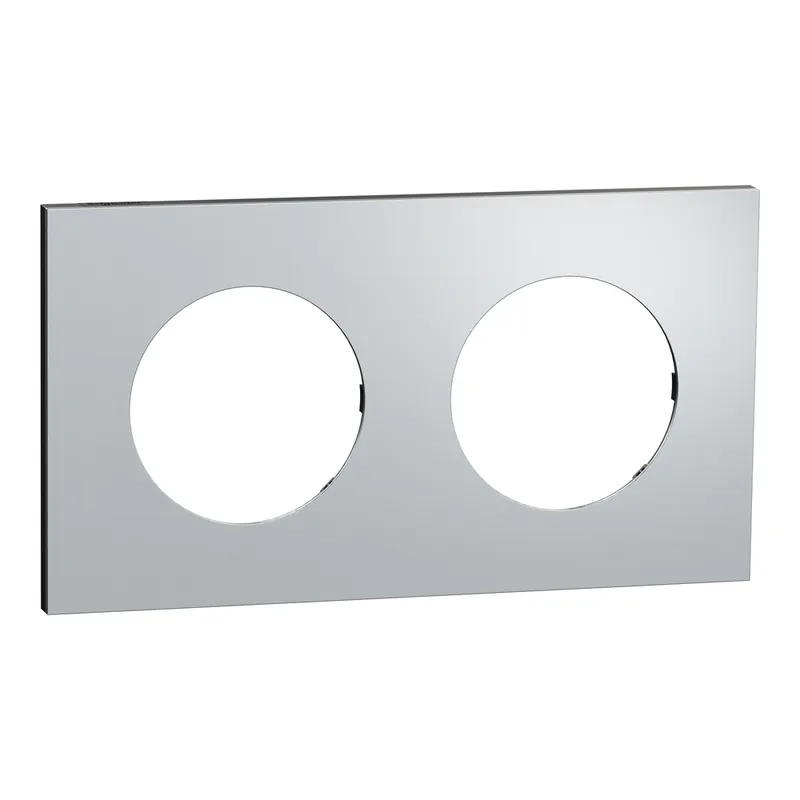 Populaire Plaque de finition 2 postes Odace 2025 Métal effet aluminium / noir - SCHNEIDER ELECTRIC