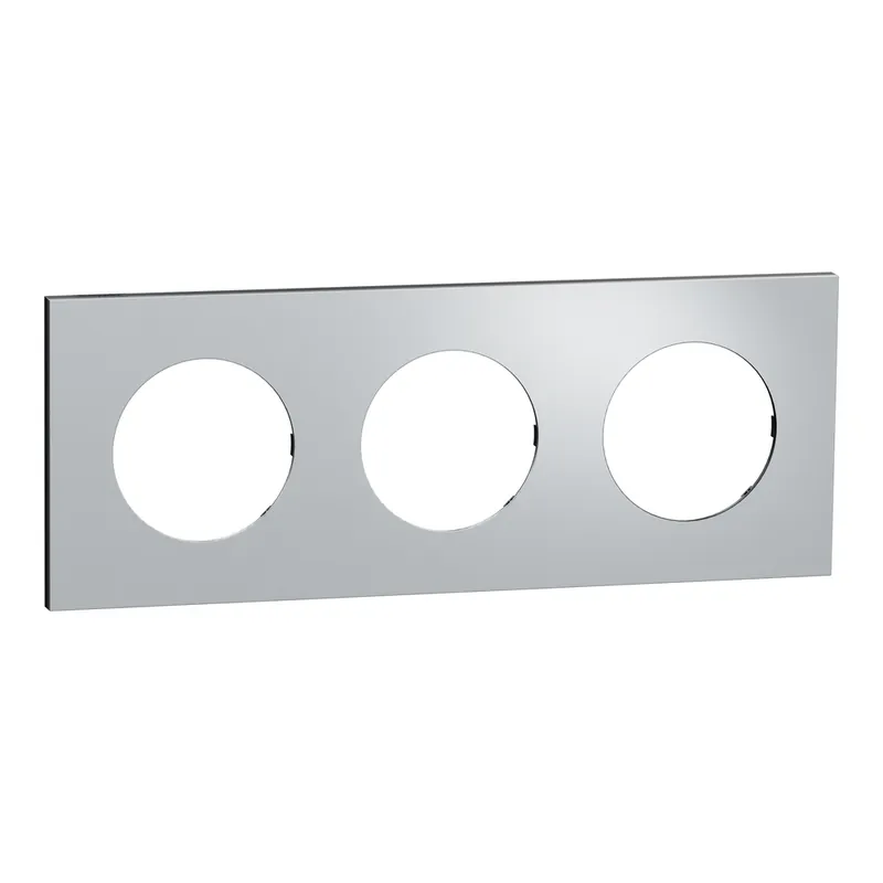 Plaque de finition 3 postes Odace 2025 Métal effet aluminium / noir - SCHNEIDER ELECTRIC Prix Cassé