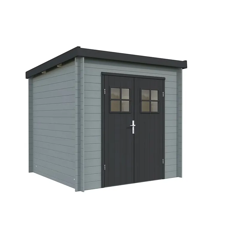 Promotion Abri de jardin en bois peint gris Zoé 2 - ép.19 mm - 4,8 m² hors-tout - Livraison à domicile incluse - WHITE WOOD