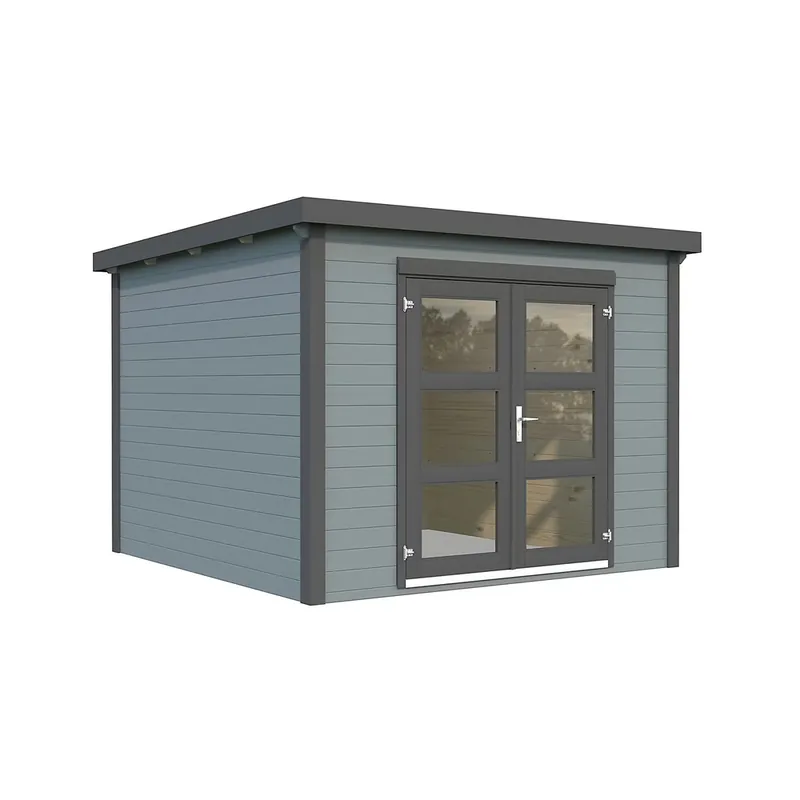 Acheter En Ligne Abri de jardin en bois peint gris anthracite Lydia - ép.28 mm - 9,2 m² hors-tout - Livraison à domicile incluse - WHITE WOOD