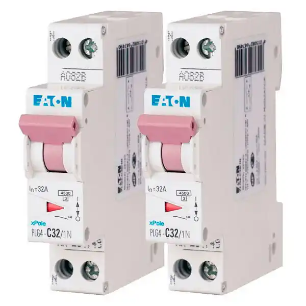 Soldes EATON Lot de 2 disjoncteurs 32A Ph+N à vis 45kA 230V courbe C, protection fiable et conforme EN 60898 EATON CAPRI