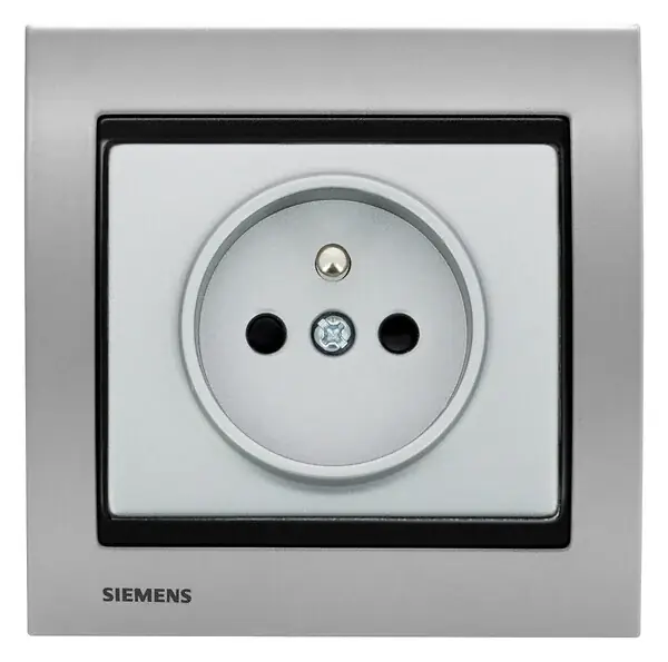 Must-Have SIEMENS Prise 2P+T Silver Delta Iris + Plaque Métal Alu Silver