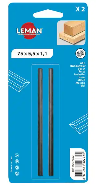 Petit Prix 2 fers de rabot carbure réversibles - 82 x 5,5 x 1,1mm LEMAN