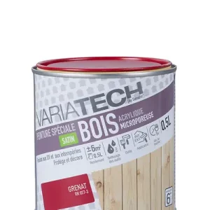 Prix Choc Peinture bois acrylique satin Grenat 0.5L VARIATECH