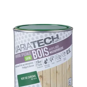 Peinture bois acrylique satin - Vert de chrome - 0,5L VARIATECH Top Vente