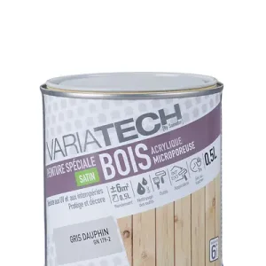 Soldes Peinture spéciale bois acrylique satin Gris dauphin 0.5L VARIATECH