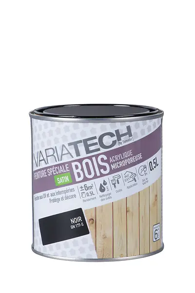 Peinture spéciale bois acrylique - Satin Noir - 0,5L VARIATECH Achetez Aujourd'hui