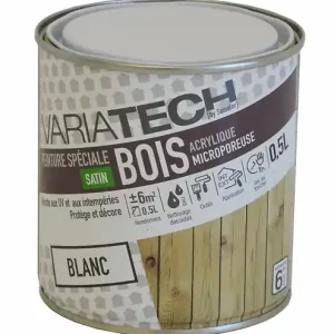 Peinture spéciale bois acrylique satin Blanc - 0,5L VARIATECH Prix Réduit