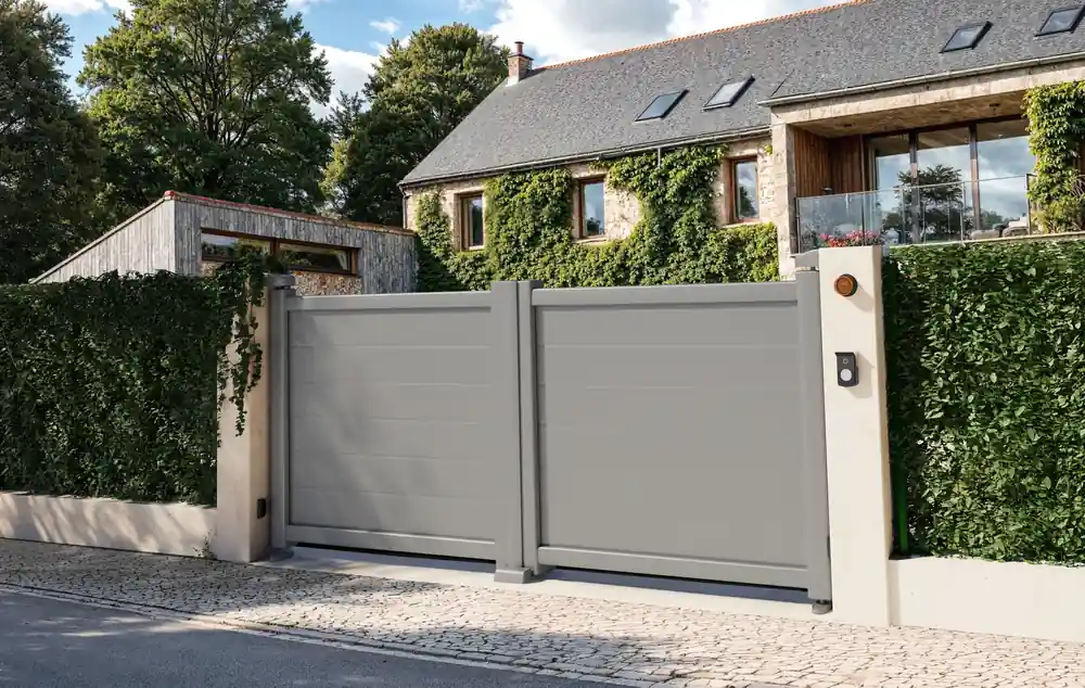 Portail battant aluminium LEO l.3,50 x H.1,75 m gris - PREFALU Commander Vite