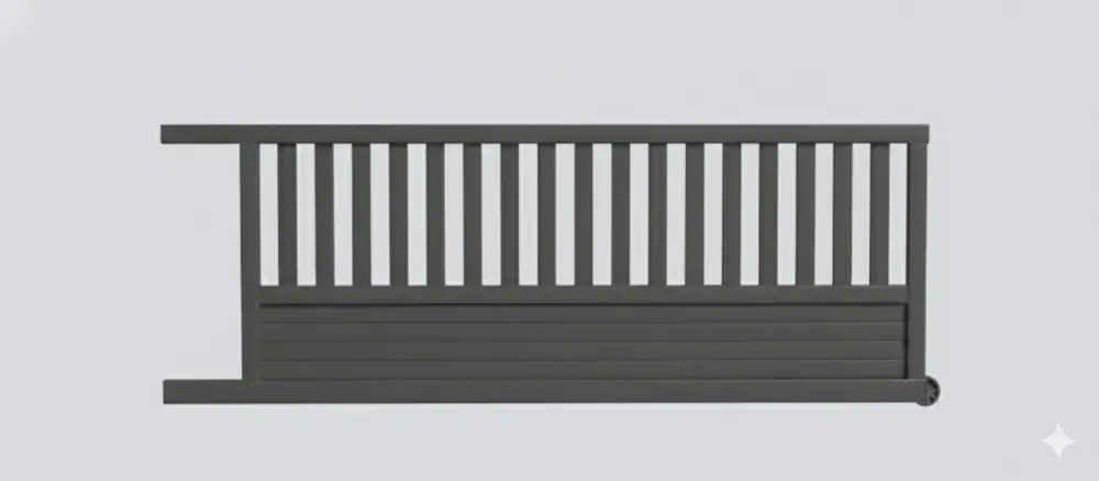 Portail coulissant aluminium JULES l.4,00 x H.1,35 m gris - PREFALU Produit De Marque