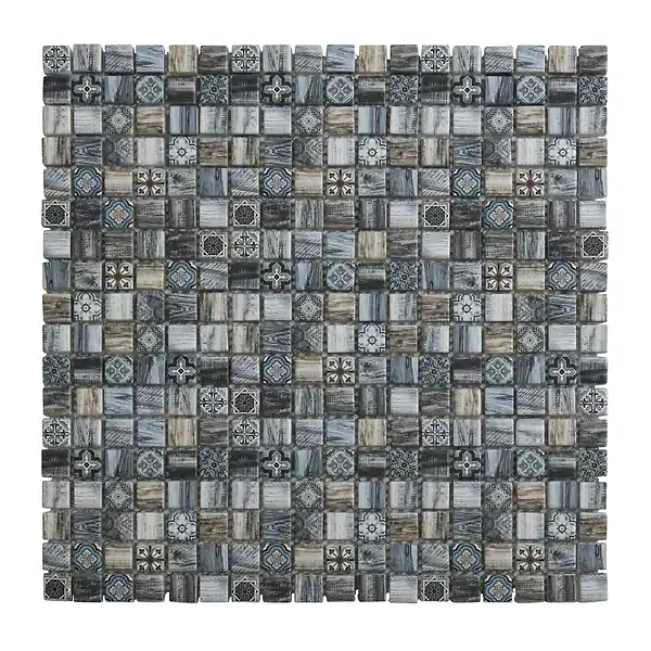 Mosaïque en verre peint SANAE - Gris et beige - 30x30cm MAT INTER Nouvel Arrivage