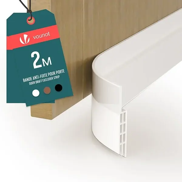 Livraison Express Bas de porte isolant coupe froid 200 cm blanc VOUNOT