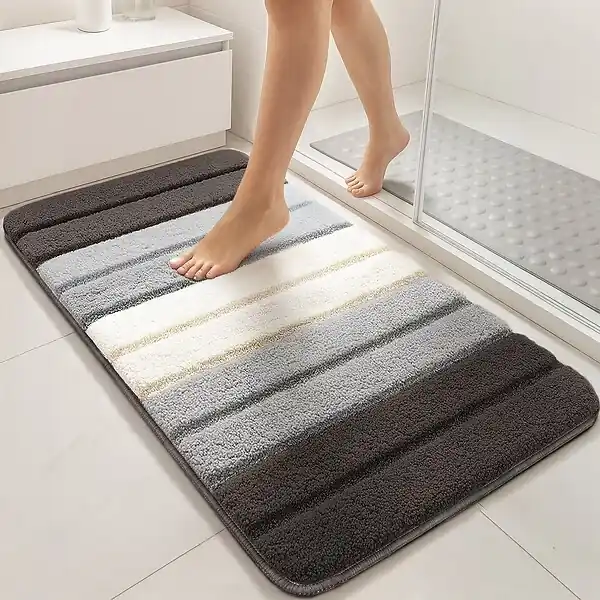 Tapis de Bain Antidérapant microfibre motif dégradé 40x60cm gris VOUNOT Usine Directe