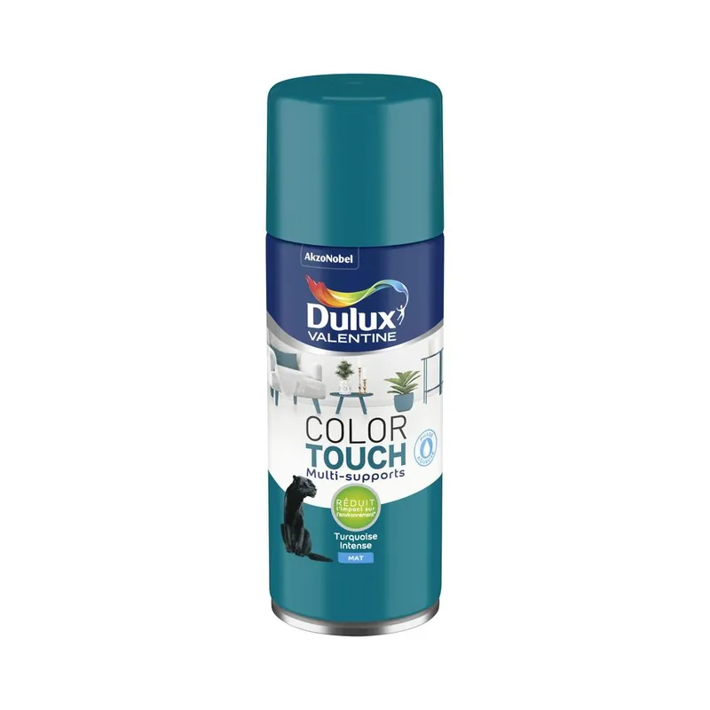 Bombe de peinture Color Touch Turquoise intense mat 400 ml - DULUX VALENTINE Top Vente