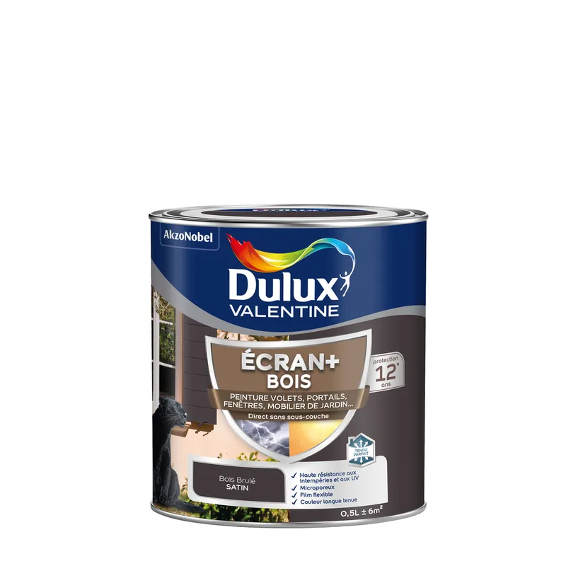Retour Gratuit Peinture Ecran + Bois satin Bois Brûlé 0.5 litre DULUX VALENTINE