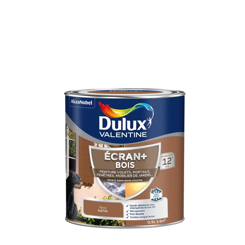 Peinture Ecran + Bois satin Teck 0.5 litre DULUX VALENTINE Prix Réduit