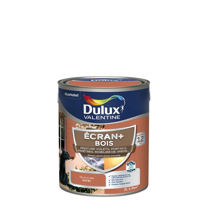 Peinture Ecran + Bois satin Terre Cuite 2 litres DULUX VALENTINE Achetez Aujourd'hui