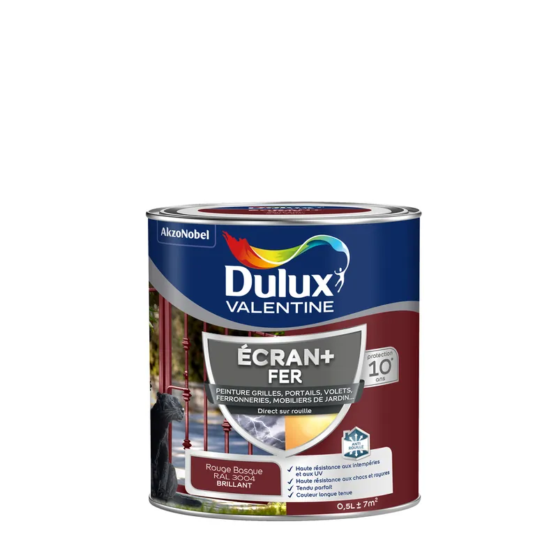 Nouvelle Collection Peinture Ecran + Fer brillant Rouge Basque 0.5 litre DULUX VALENTINE