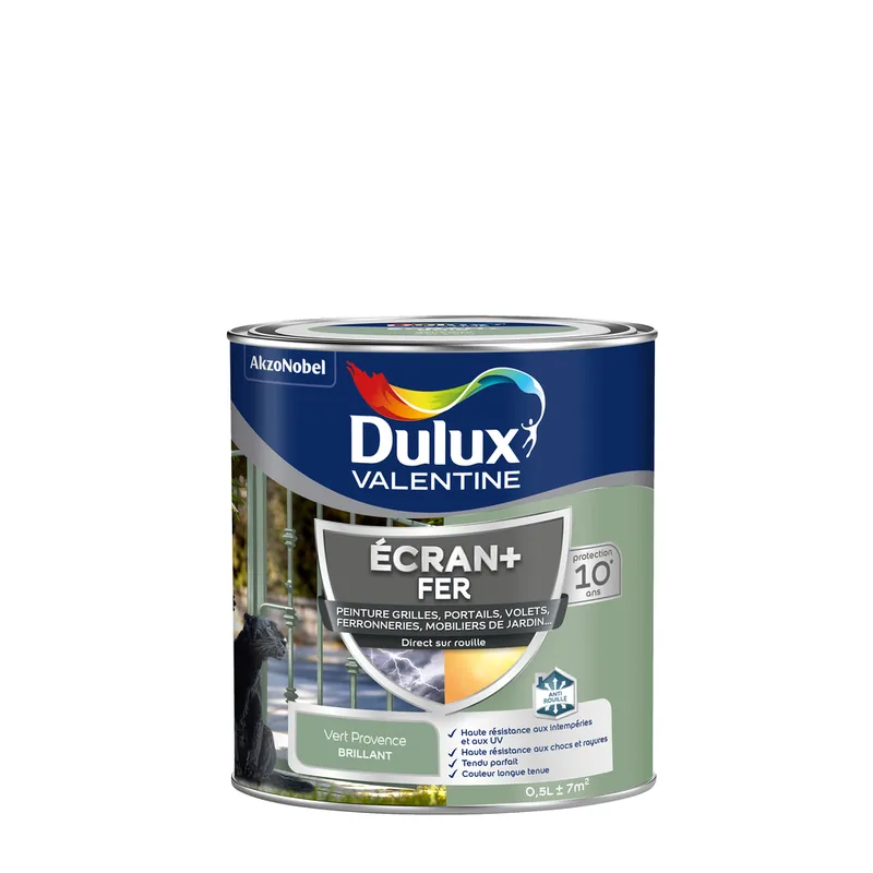 Prix Cassé Peinture Ecran + Fer brillant Vert Provence 0.5 litre DULUX VALENTINE