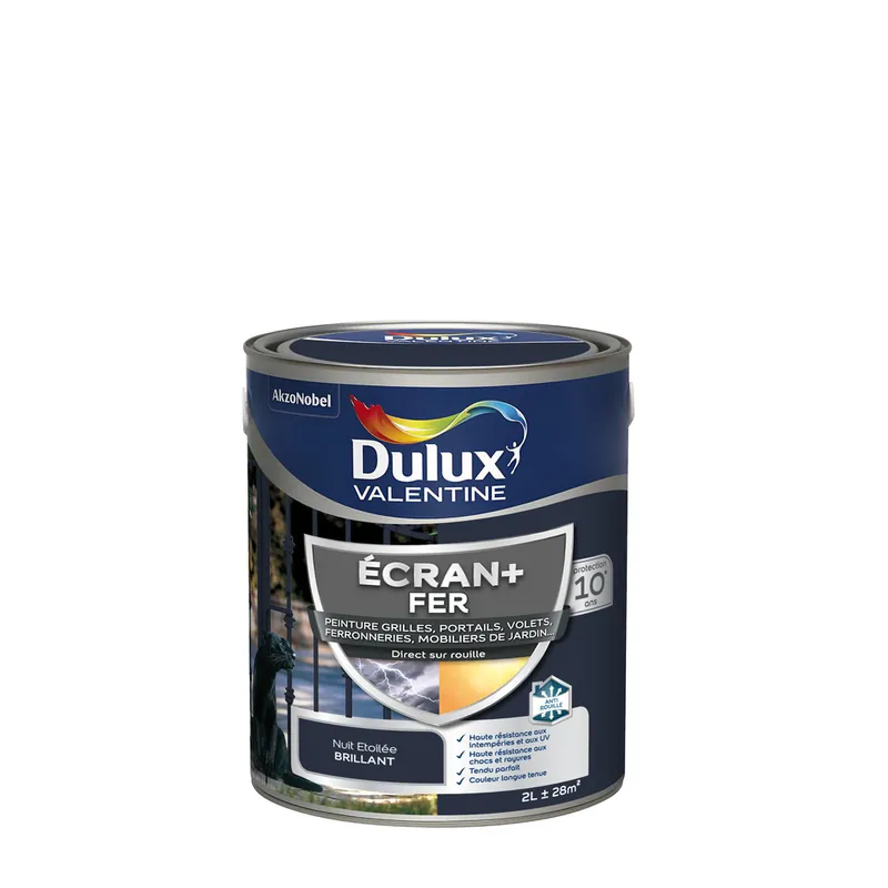 Nouvel Arrivage Peinture Ecran + Fer brillant Nuit Etoilée 2 litres DULUX VALENTINE