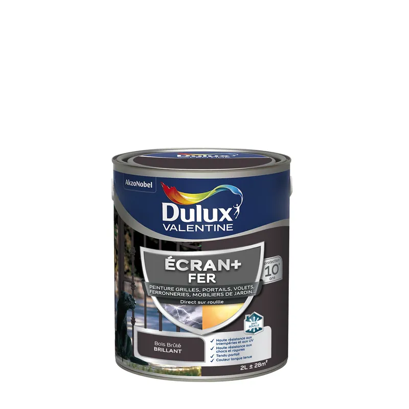 Peinture Ecran + Fer brillant Bois Brûlé 2 litres DULUX VALENTINE Promotion