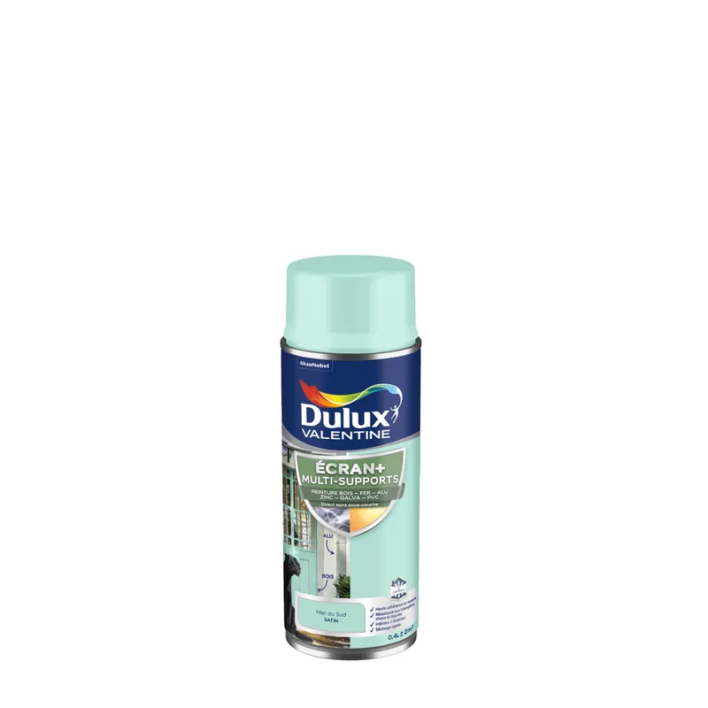 Peinture Ecran+ Multi-supports Satin Mer du Sud 400 ml DULUX VALENTINE Haute Qualité