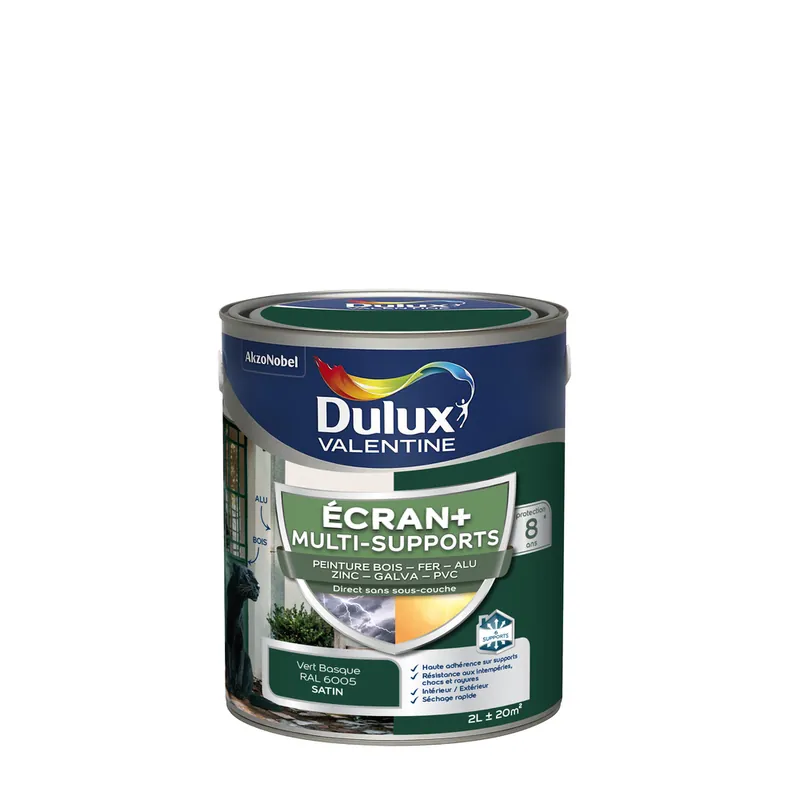 Peinture Ecran+ Multi-supports Satin Vert Basque 2 L DULUX VALENTINE Bon Plan