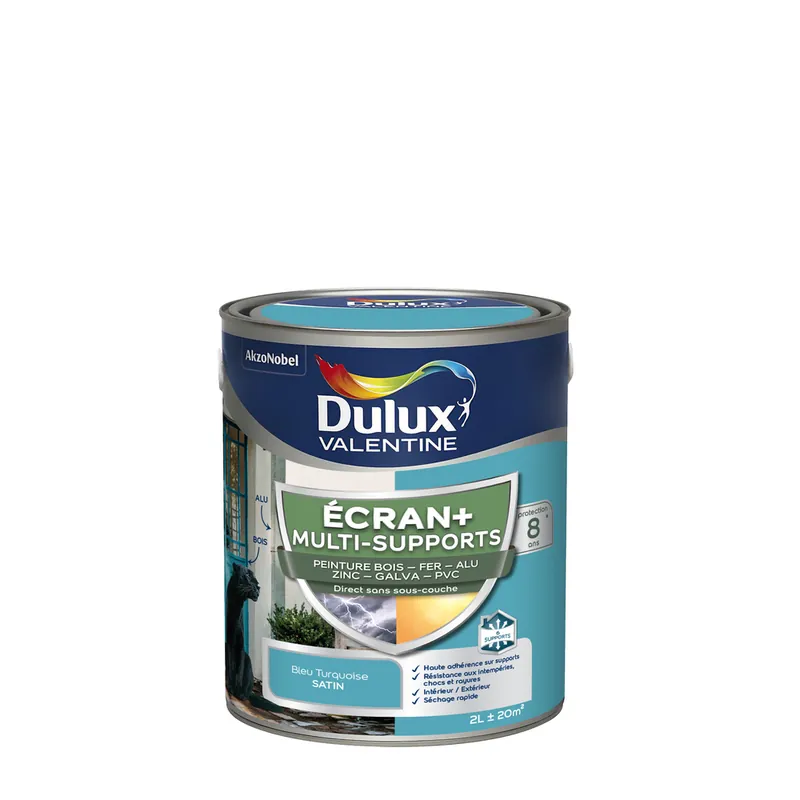 Peinture Ecran+ Multi-supports Satin Bleu Turquoise 2 L DULUX VALENTINE Nouvelle Collection