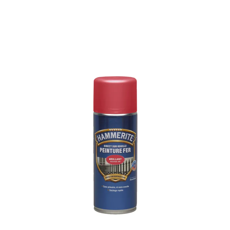 Marque Peinture aérosol fer extérieur direct sur rouille Brillant Rouge Vif 400 ml HAMMERITE