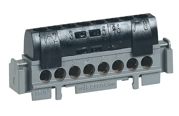 Remise Bornier de phase - 8 bornes - 1.5 à 16 mm² - Noir LEGRAND
