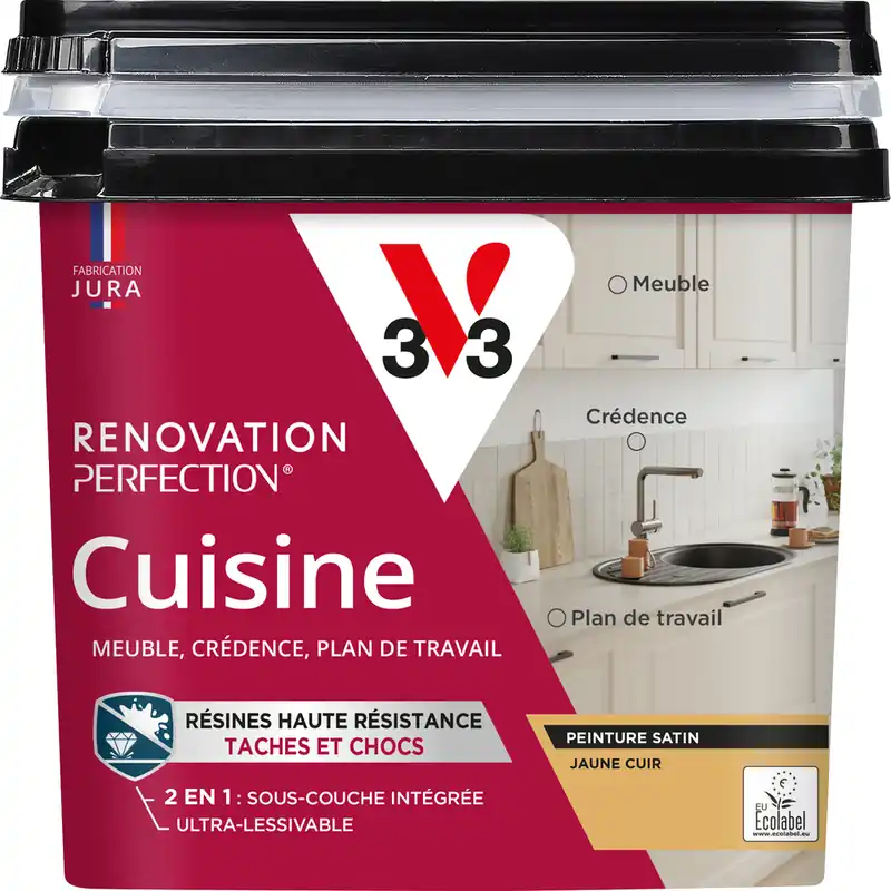 Populaire Peinture de rénovation pour cuisine jaune cuir finition satinée 0,75L - V33
