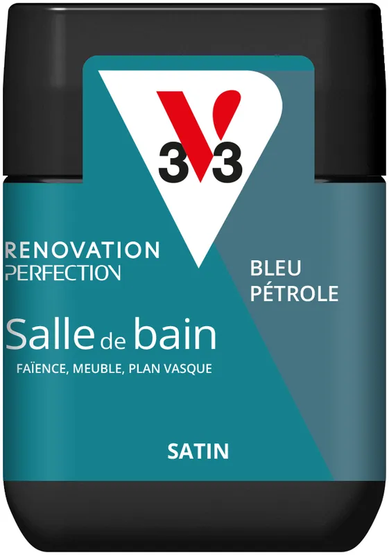 Peinture de rénovation pour salle de bain bleu pétrole finition satinée 75 ml - V33 Dernière Chance