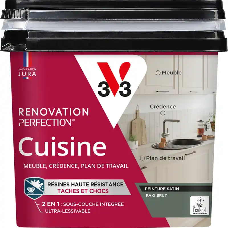 Must-Have Peinture de rénovation pour cuisine kaki brut finition satinée 0,75L - V33