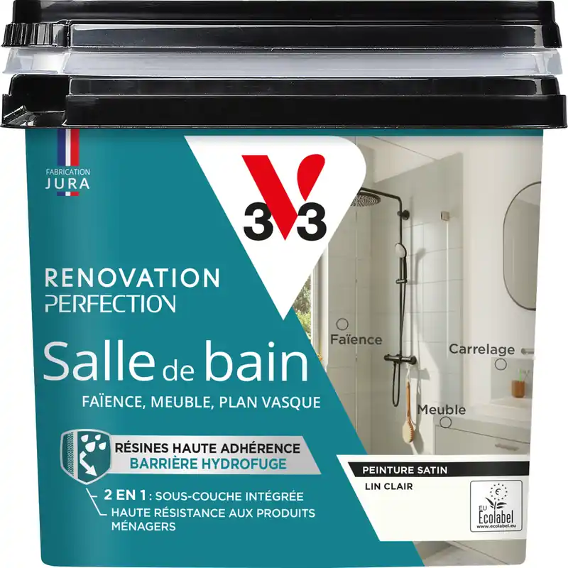 Marque Peinture de rénovation pour salle de bain lin clair finition satinée 0,75L - V33