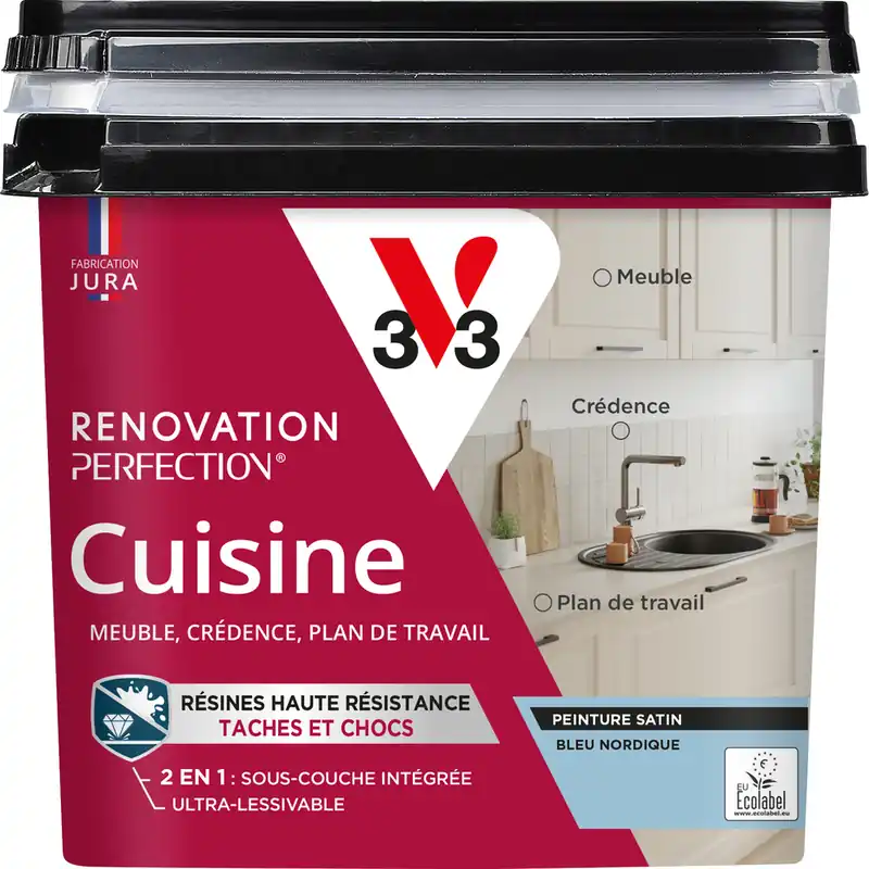 Nouvelle Collection Peinture de rénovation pour cuisine bleu nord finition satinée 0,75L - V33