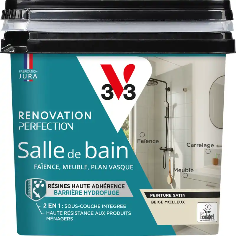 Peinture de rénovation pour salle de bain beige moelleux finition satinée 0,75L - V33 Meilleur Prix