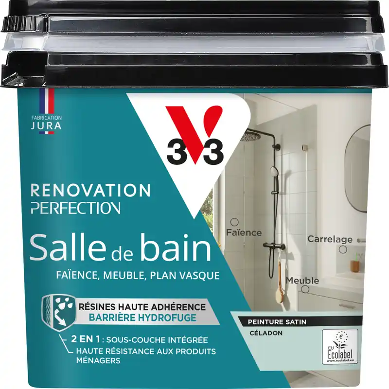 Peinture de rénovation pour salle de bain céladon finition satinée 0,75L - V33 Dernière Chance