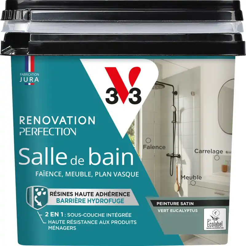 Peinture de rénovation pour salle de bain vert eucalyptus 0,75L - V33 Must-Have