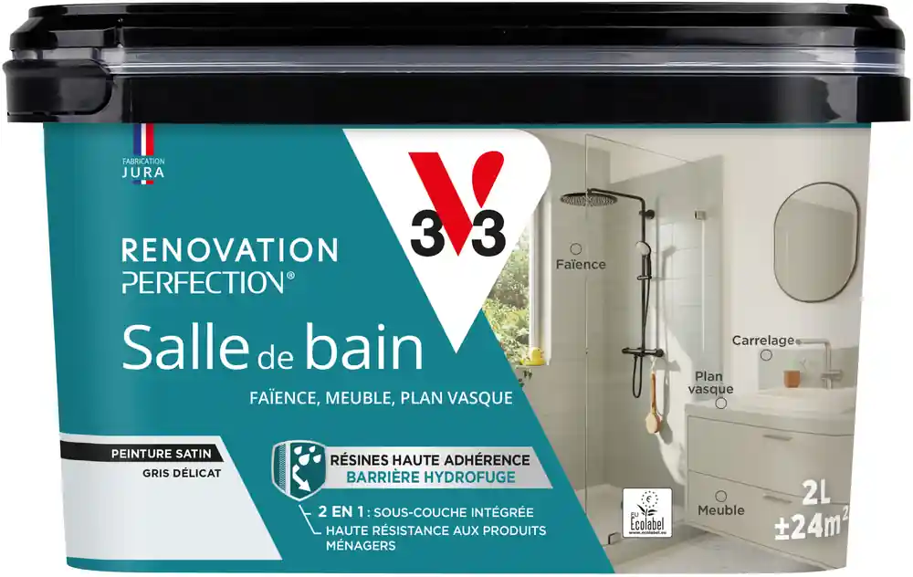 Seulement Aujourd'hui Peinture de rénovation pour salle de bain gris délicat finition satinée 2 L - V33