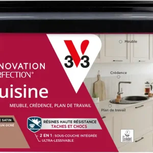 Peinture de rénovation pour cuisine brun ocré finiton satinée 2L- V33 Meilleur Prix