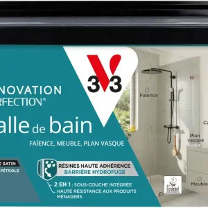 Peinture de rénovation pour salle de bain bleu pétrole finition satinée 2L - V33 Offre Du Jour