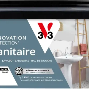 Peinture de rénovation pour sanitaire blanc finition satinée 1L - V33 Offre Exclusive