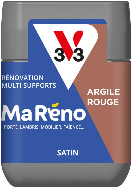 Nouvel Arrivage Peinture de rénovation multi-supports MaRéno argile rouge finition satinée 75 ml - V33