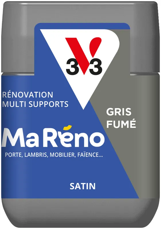 Solde Peinture de rénovation multi-supports MaRéno gris fumé finition satinée 75 ml - V33