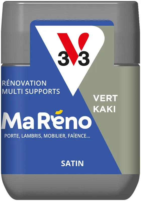 Peinture de rénovation multi-supports MaRéno vert kaki finition satinée 75 ml - V33 Retour Gratuit