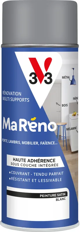 Peinture de rénovation multi-supports MaRéno blanc finition satinée 0,4L - V33 Nouvel Arrivage